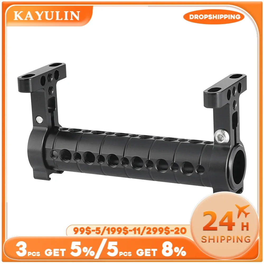 Kayulin Video maniglia superiore azione stabilizzante regolazione a doppia estremità impugnatura per formaggio con adattatore per montaggio a due maniglie per gabbia per videocamera