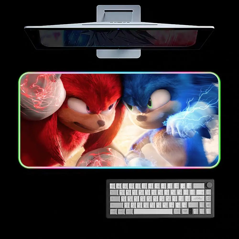 Cool Sonic Cartoon Mouse Pad RGB Gaming Mouse Pad Desk Mat HD Gamer Large LED Light XXL MousePads