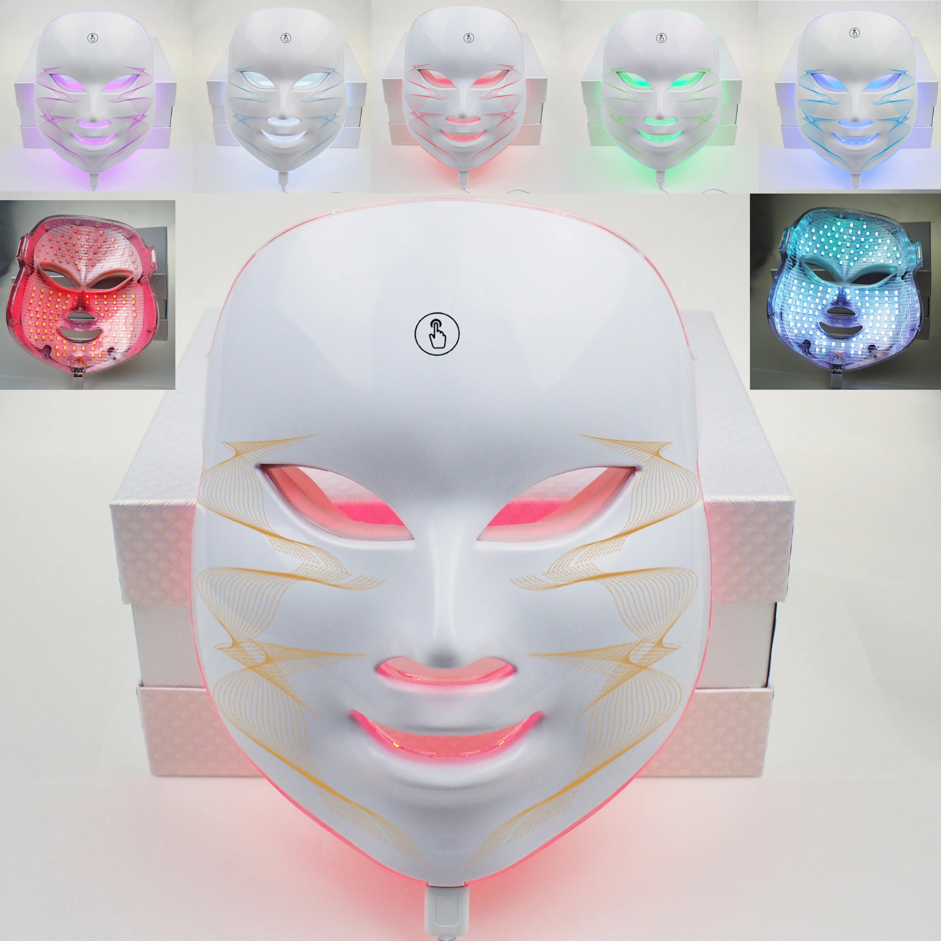 Silicone Facial Skin Care Machine 7 Colors LED Face Mask Photon Light Beauty Therapy 7 Color LED Face Rubber Skin Tightening