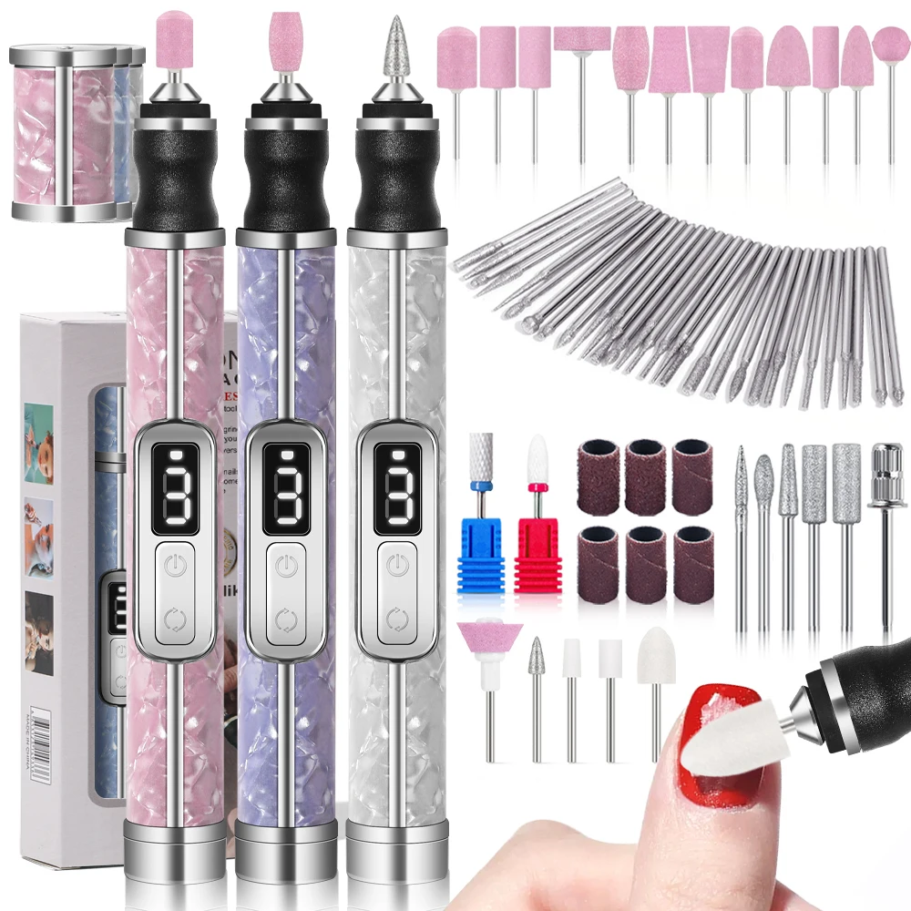 

Cordless Electric Nail File Set 4 Adjustable Speeds for Acrylic Nails Nail Edge Shaping Polishing Grinding Dead Skin Removal Too