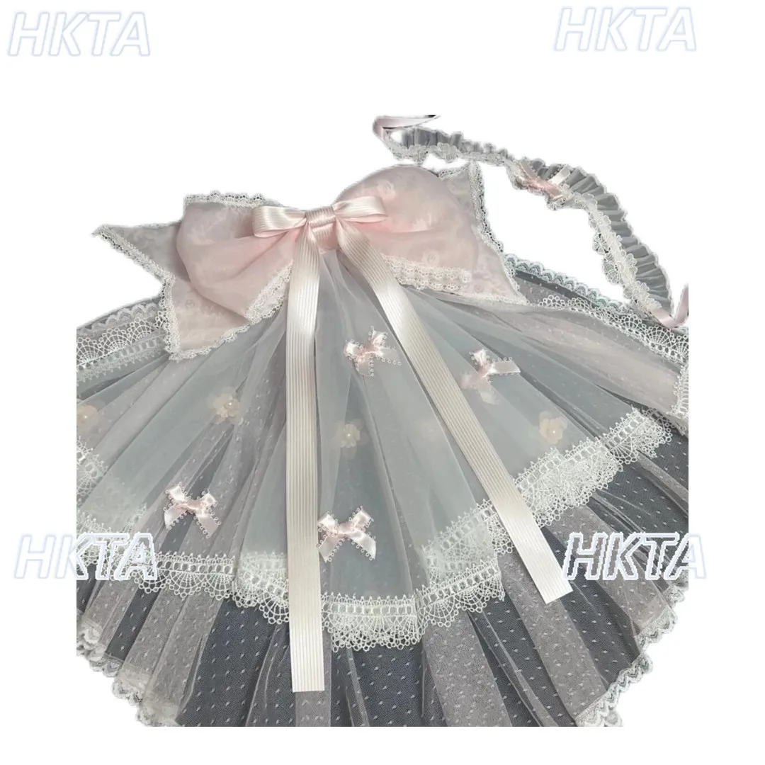 Diademas elegantes y bonitas de Lolita, pinzas para el pelo, accesorios de Cosplay para mujer, lazo con borde de hongo de encaje dulce, tocado de princesa para cumpleaños para niñas