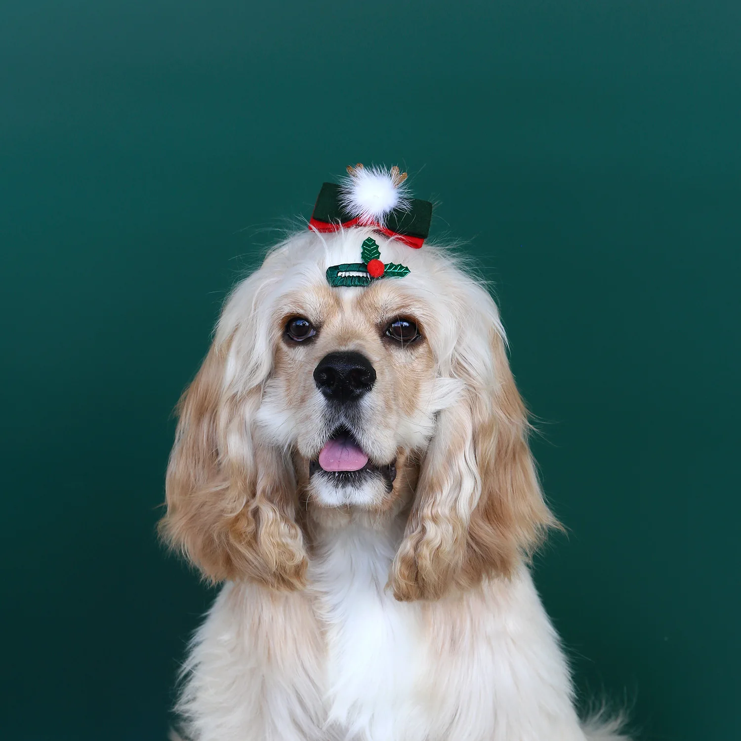 2024 Pet Christmas Hair Clip Long haired Dog Cat Broken Hair Bang Clip Marquis Headpiece Bow Set