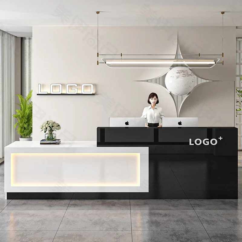 Luxury Modern Reception Desk Display Salon Reception Desk Beauty Office Trendy Aesthetic Display Bancone Commercial Furniture
