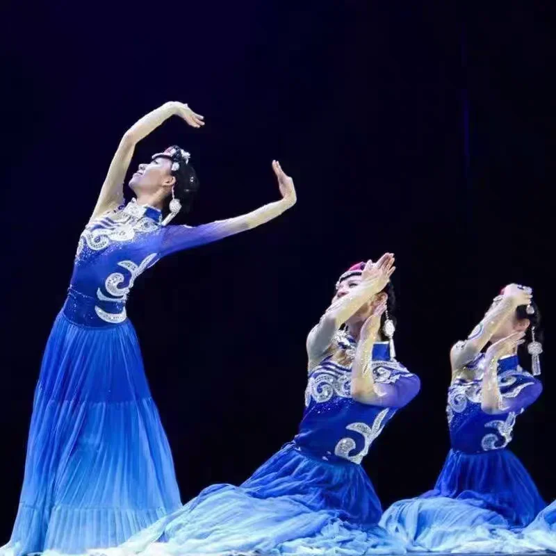 Robe Hanfu ancienne élégante, Style chinois ethnique traditionnel, Costume de danse classique, pratique féminine, vêtements de danse Yangko