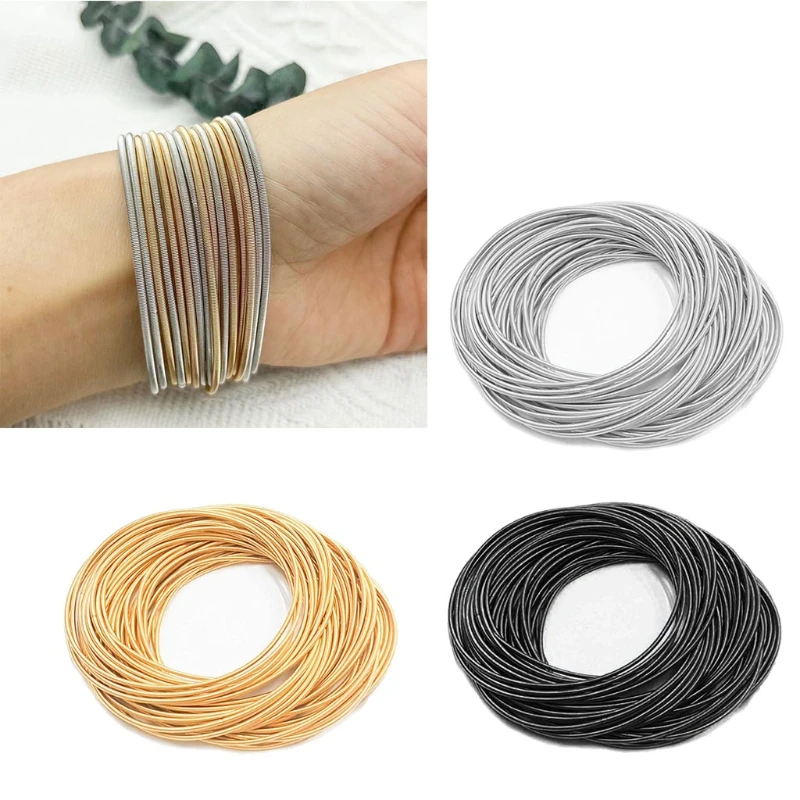 50 Pcs Metal Elastic Bracelet Non-Slip Bracelet Craft Carbon Steel Wire Bracelet