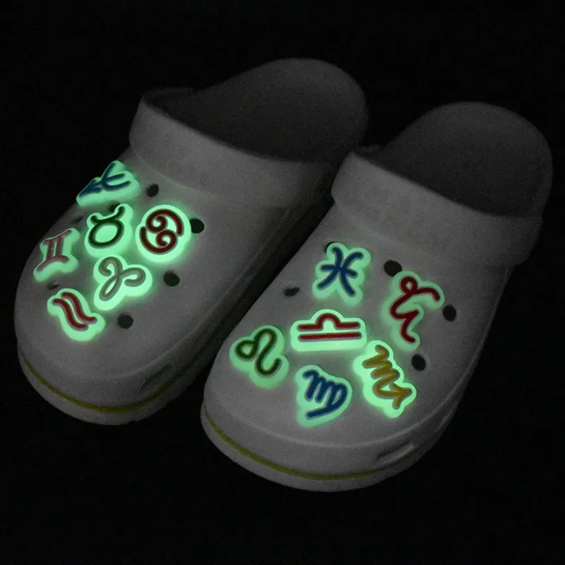 PVC Shoe Charms symbol Shoe Accessories Luminous Charms Shoe Decoration Shoe Buckles Pins for Clog Sandals  X-mas Gifts 