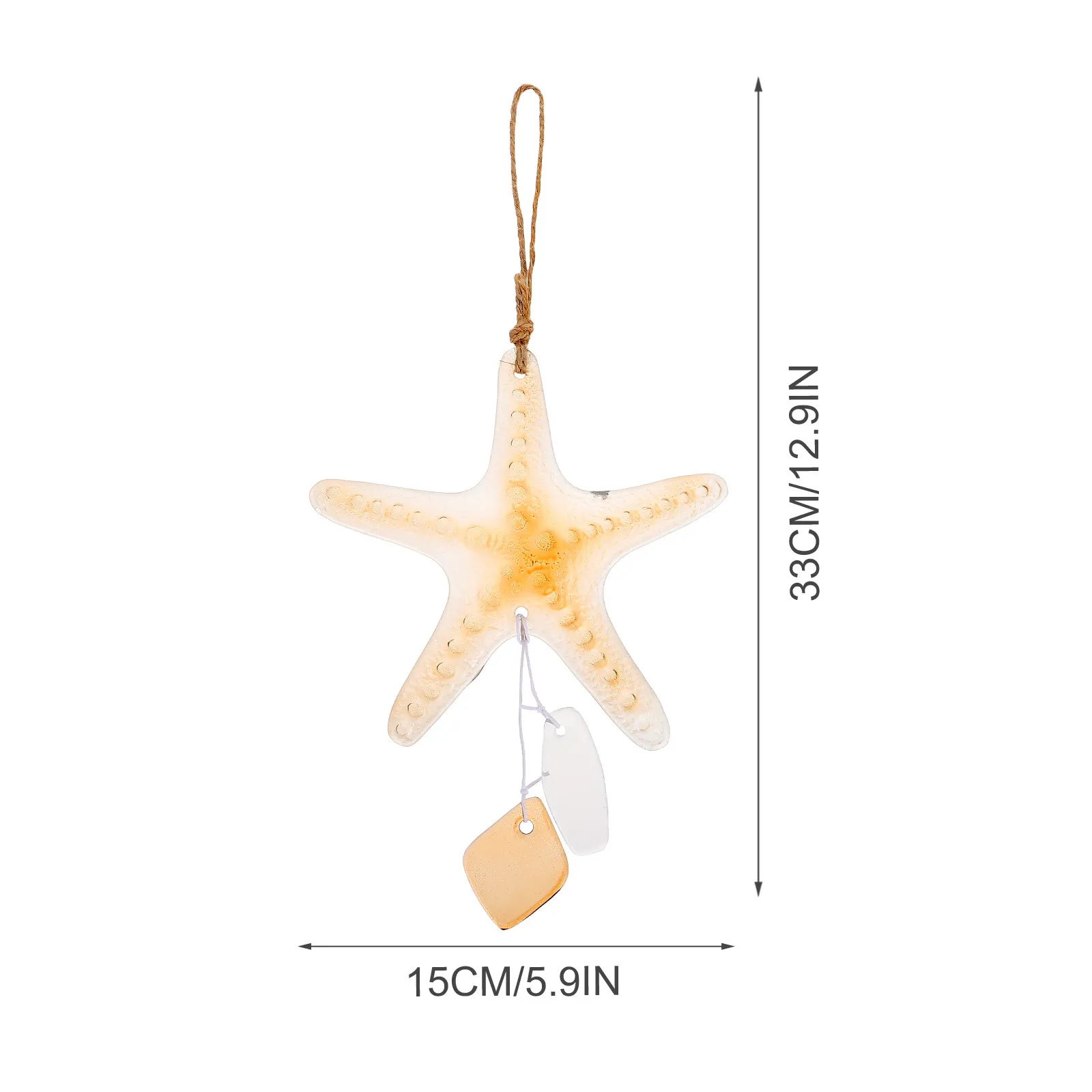 2Pcs Premium Glass Sea Star Wind Chimes Pendant with Creative Ocean Design for Garden Patio Balcony Corridor Living Room Decor