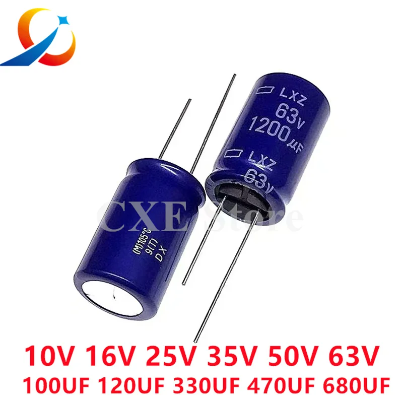 5PCS LXZ 10V 25V 35V  63V 100UF 120UF 330UF 470UF 680UF 1000UF 1800UF High Frequency Low Lmpedance Electrolytic Capacitors New