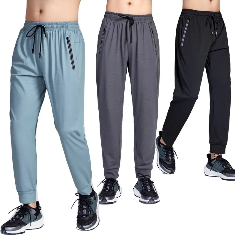 Spodnie męskie Wiosna Lato Casual Solidne Oddychające Wąskie Proste Spodnie Męskie Joggery Cienkie Szybkoschnące Spodnie Dresowe Spodnie Sportowe