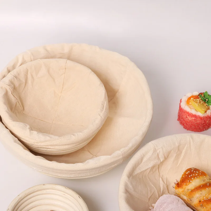 Vine-woven Round Bread Fermentation Basket European Bread Indonesian Fermentation Rattan Basket Set Fermentation Bowl with Bag