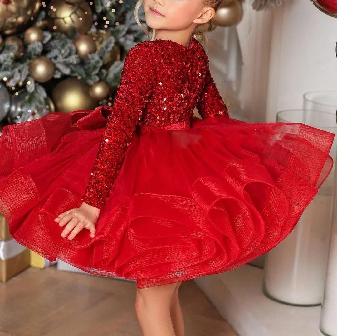 Elegante vestido de festa infantil, Vestido princesa florista inchado para meninas, luxuoso vestido de aniversário de 2 a 7 anos