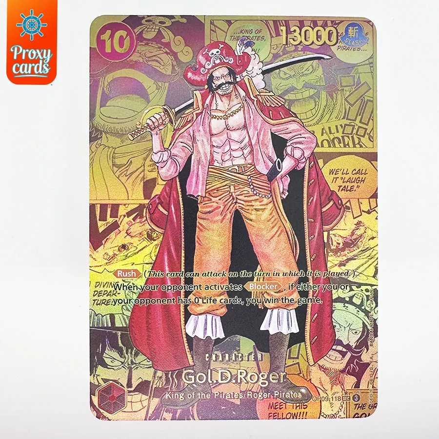 One Piece TCG OP09 Rare Proxy Cards Shanks Gol D Roger Blackbeard Monkey D Luffy Manga Refractive Flash Collectible Anime Cards view 5