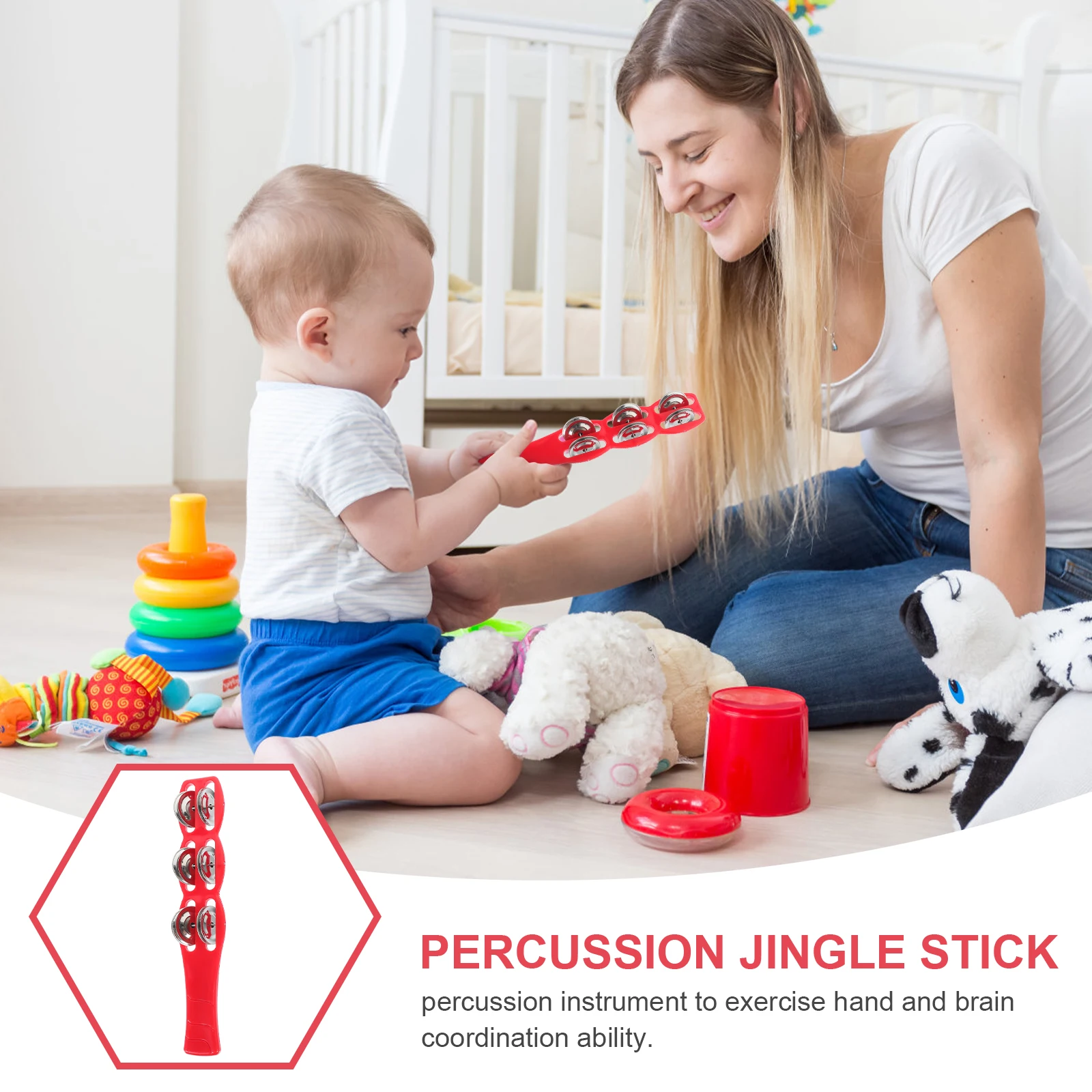 

Jingle Stick Premium Percussion Instrument For Kids Educational Light Weight Shaker Rattle Musical Instrument Rhythm