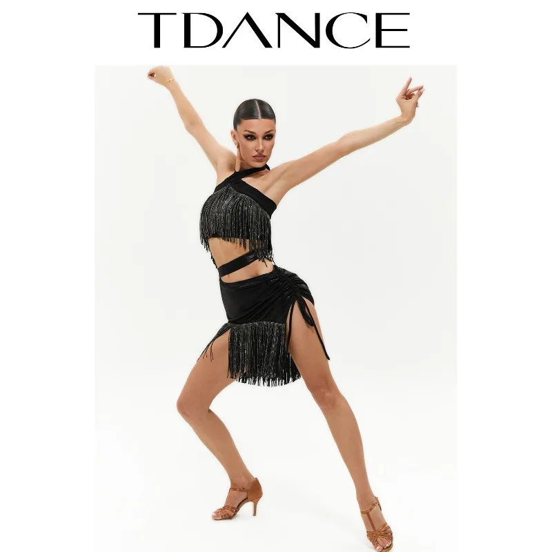Abito da ballo latino da donna personalizzato [Mezza gonna con nappe con coulisse cava irregolare] Classe Performance per adulti GL-185