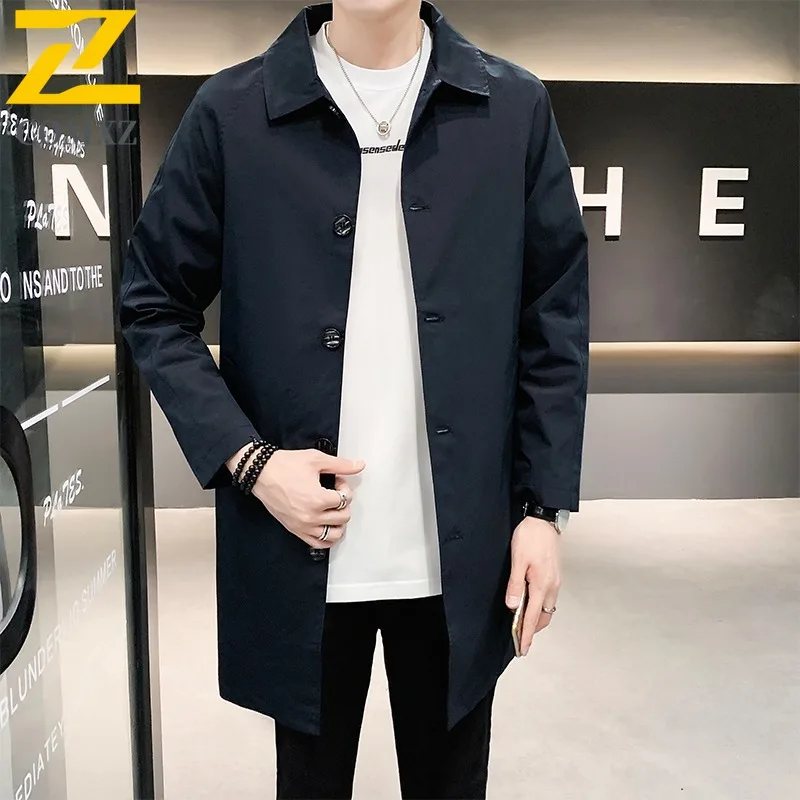 

COMXZ New Men Business Trench Coat Autumn Winter Light Business Casual Coat Middle Aged Premium Short Style Suit Garment