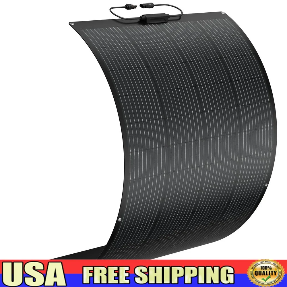 200W Flexible Solar Panel RV Camping Marine Boat Curve Lightweight Bendable Max 270° ETFE Cover 10BB Mono Cell Insulation Easy