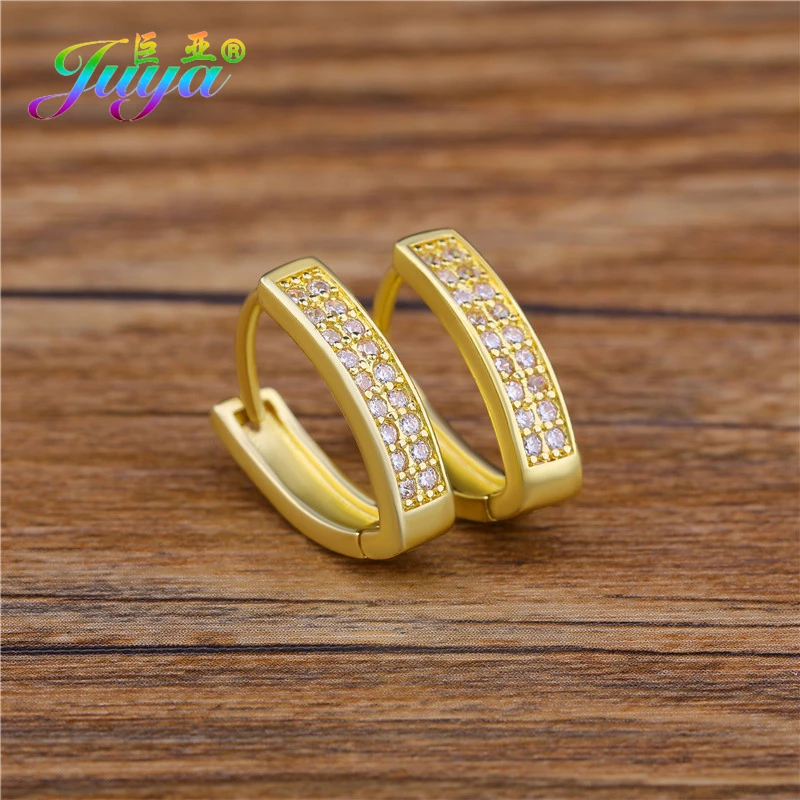 Juya Handgemachte Micro Pflastern Zirkon Gold/Silber Farbe Luxus Hoop Ohrringe Für Frauen Braut Abend Party Schmuck Großhandel – Detail 23