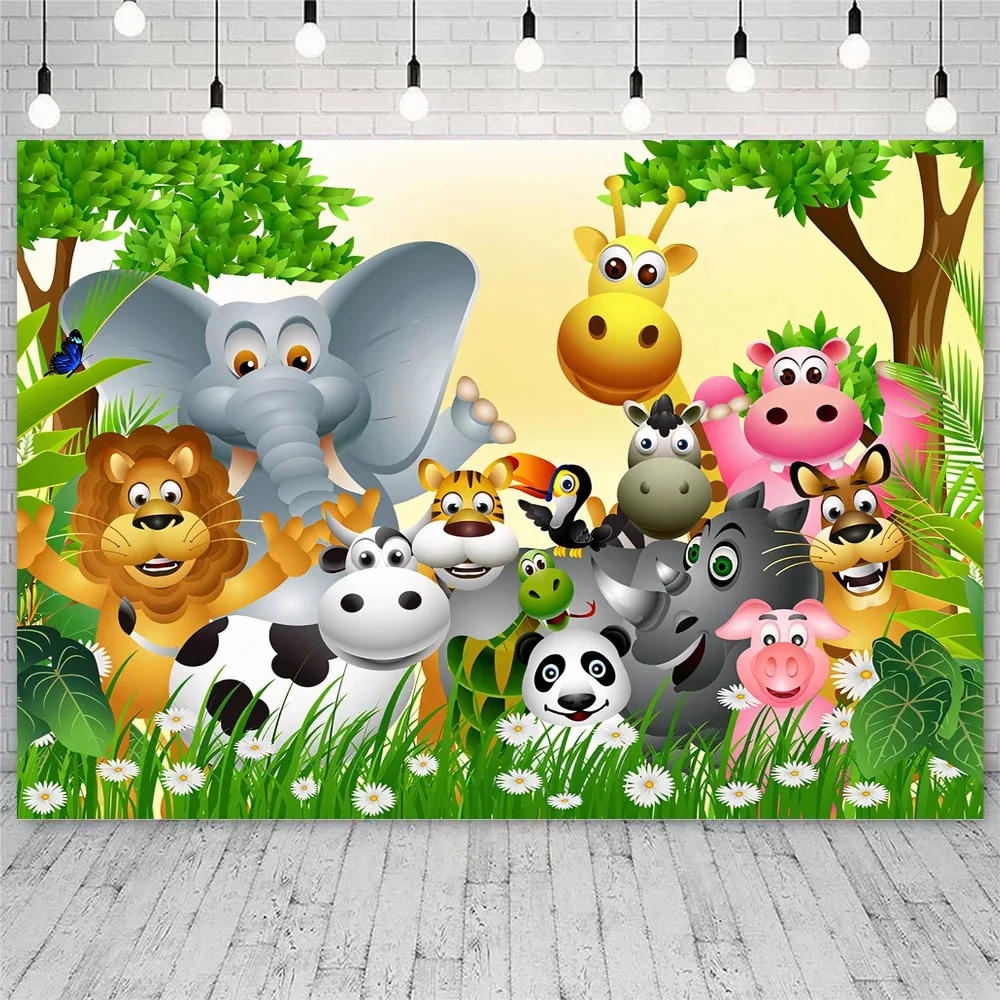 Safari Jungle Animal Photography Backdrop Wild One 1st Birthday Boy Girl Newborn Baby Shower Custom Background for Photo Studio