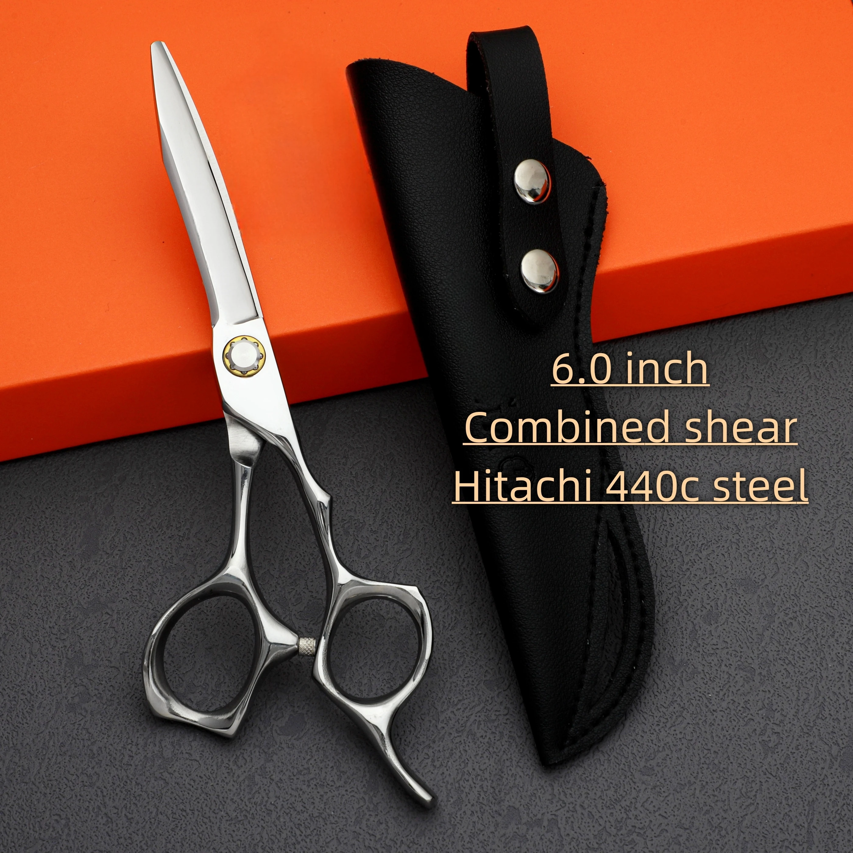 barber scissors 6.0 inch 440C steel Double set sissors Barber shop professional accessories Hair cutting machine