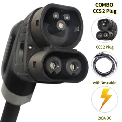 Connettore per caricabatterie EV tipo 2 spina CCS 2 200A con cavo 3m EVSE COMBO 2 CCS 2 per accessori per auto elettriche COMBO CCS IEC 62196-3