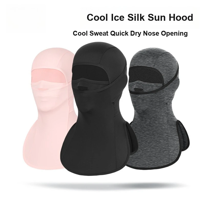 Sun Protection Cycling Face Mask Ice Silk Full Face Neck Cover Windproof Head Cover with Exposed Mouth Nose for Outdoor