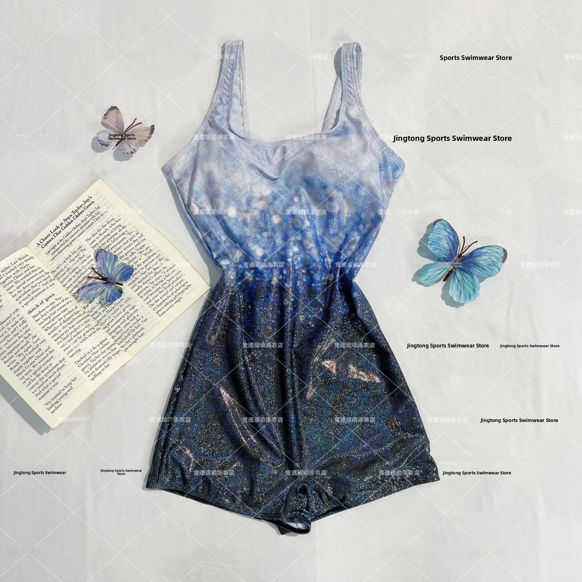 

Star And Sea High-End Sensation Night Shadow Sparkling One-Piece Swimsuit Professional Racing Backless Conservative Swimming ...