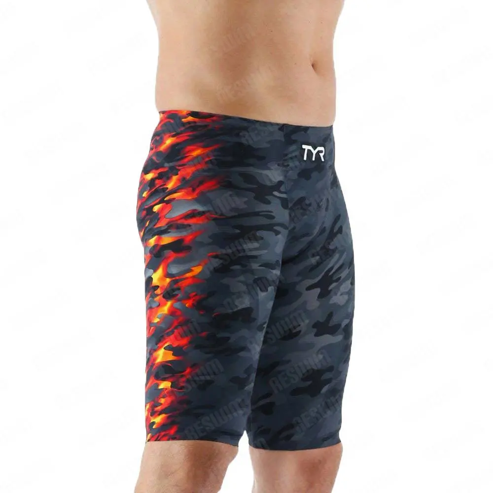 Summer Men\'s Swim Jammer Racing Swimsuit Shorts Swimming Trunks Beach Surfing Tights Shorts Quick Dry Athletic Training Swimwear