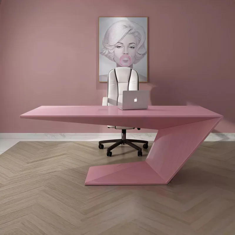 HYS light luxury paint boss desk modern simple manager supervisor desk reception table and chair combination