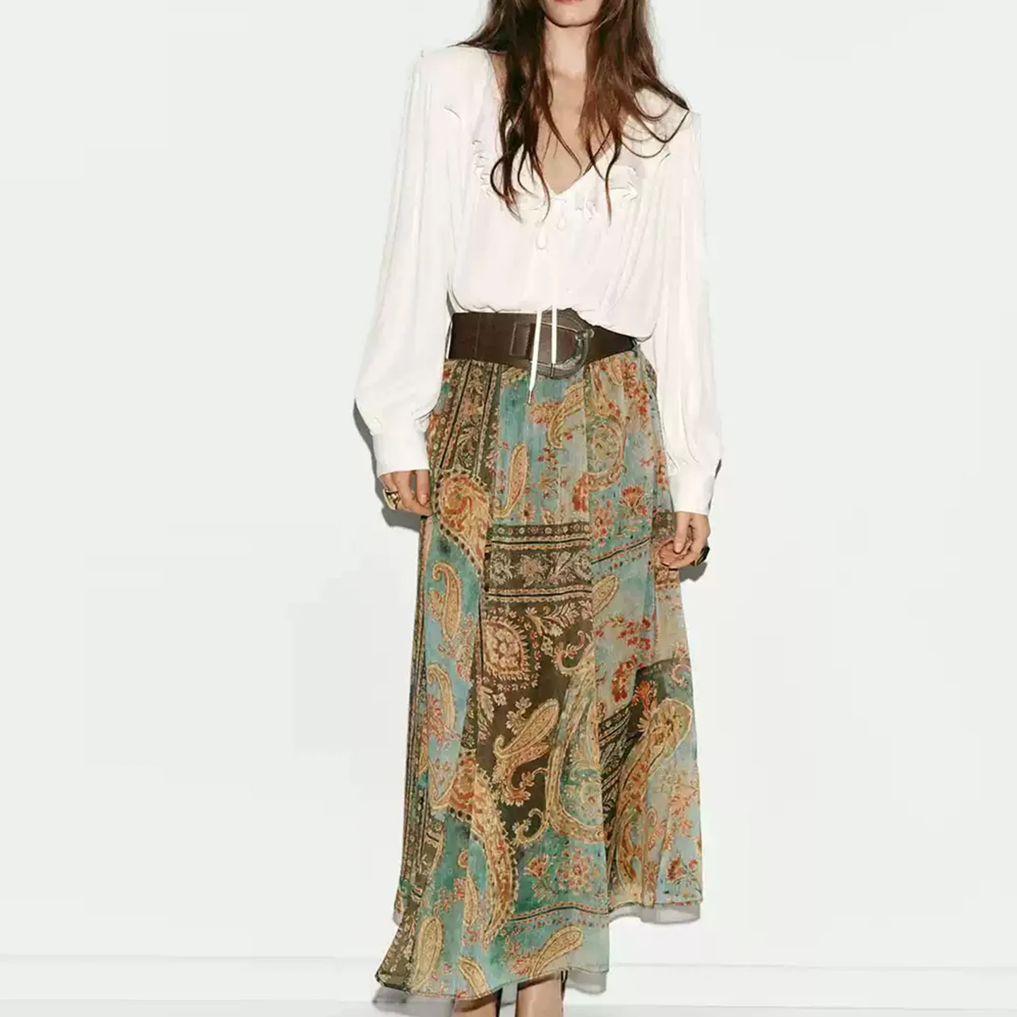 Women's Slim Fit Midi Skirt 2026 New Summer Fashion Personality Print High Waist Standard Version Other Material Other Process