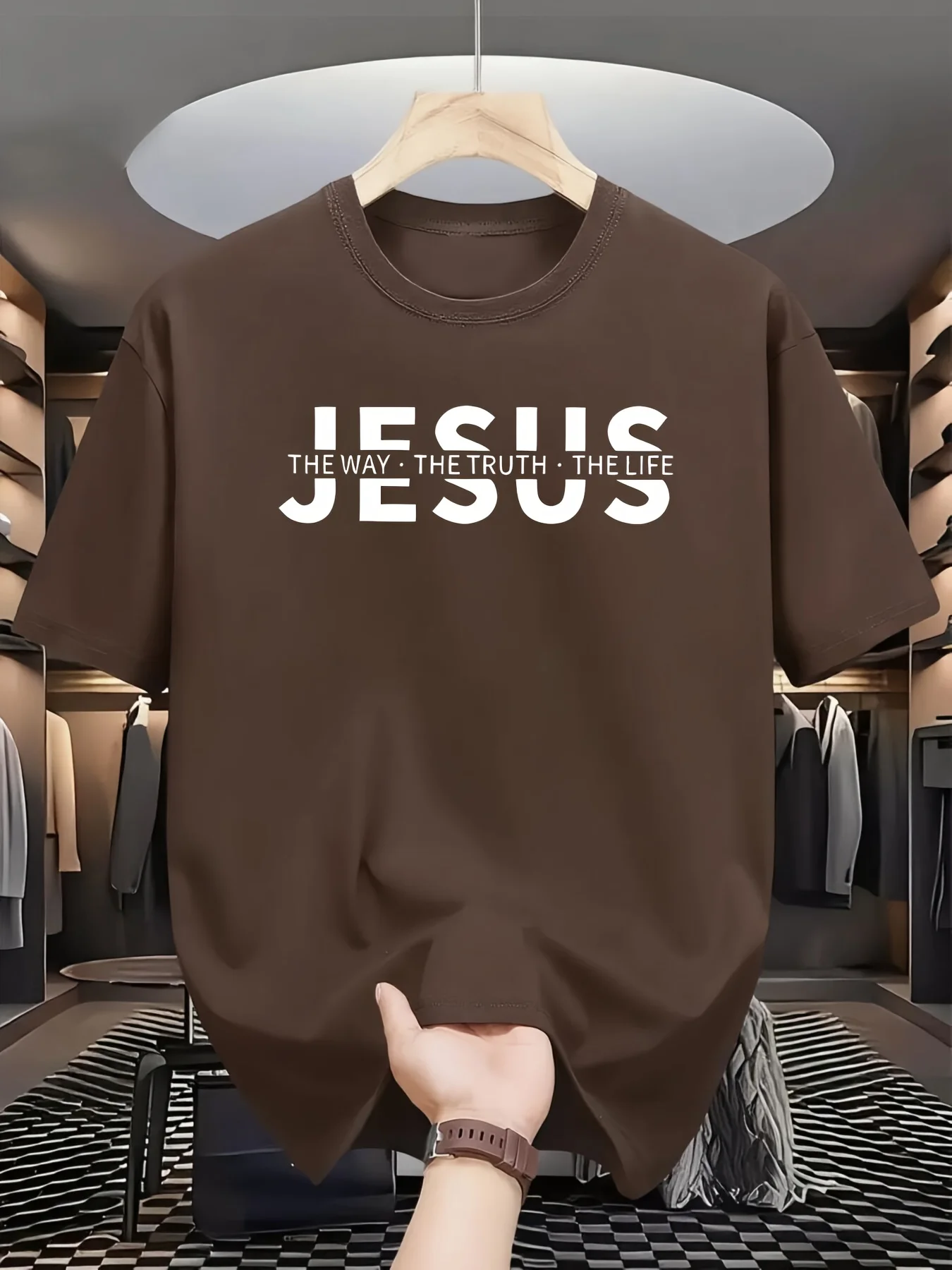 Summer 100% Pure Cotton Men's Casual Loose Fashion Jesus Print Comfortable Sports Short-Sleeved Round Neck T-Shirt Top