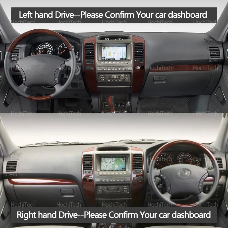Car Dashmat Black/Brown Leather Dashboard Cover Suede Leather Dash Mat Pad Sunshade Accessories for J120 Lexus GX470 2003-2009