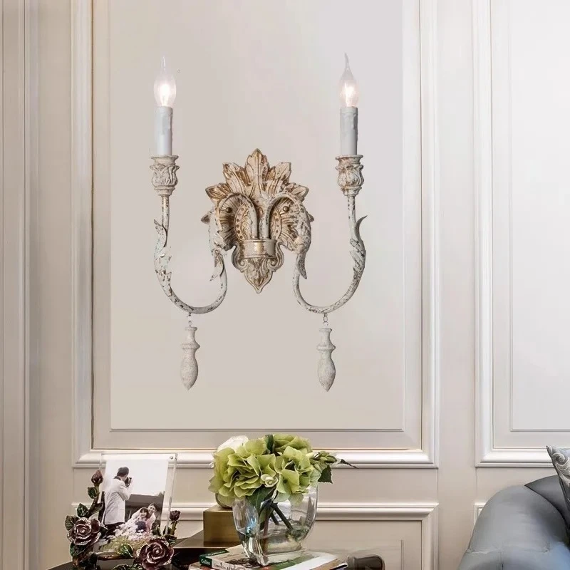 American French Wall Lamp Retro Old Living Room Dining Room Bedroom Wall Light Church Corridor Background Home Deco Light design