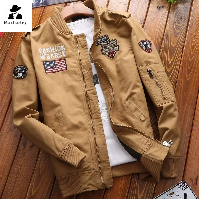 2024 New Cargo Jacket Men Fashion Casual Windbreaker Jacket Coat Men Spring And Autumn New Hot Outwear Stand Slim Embroidery