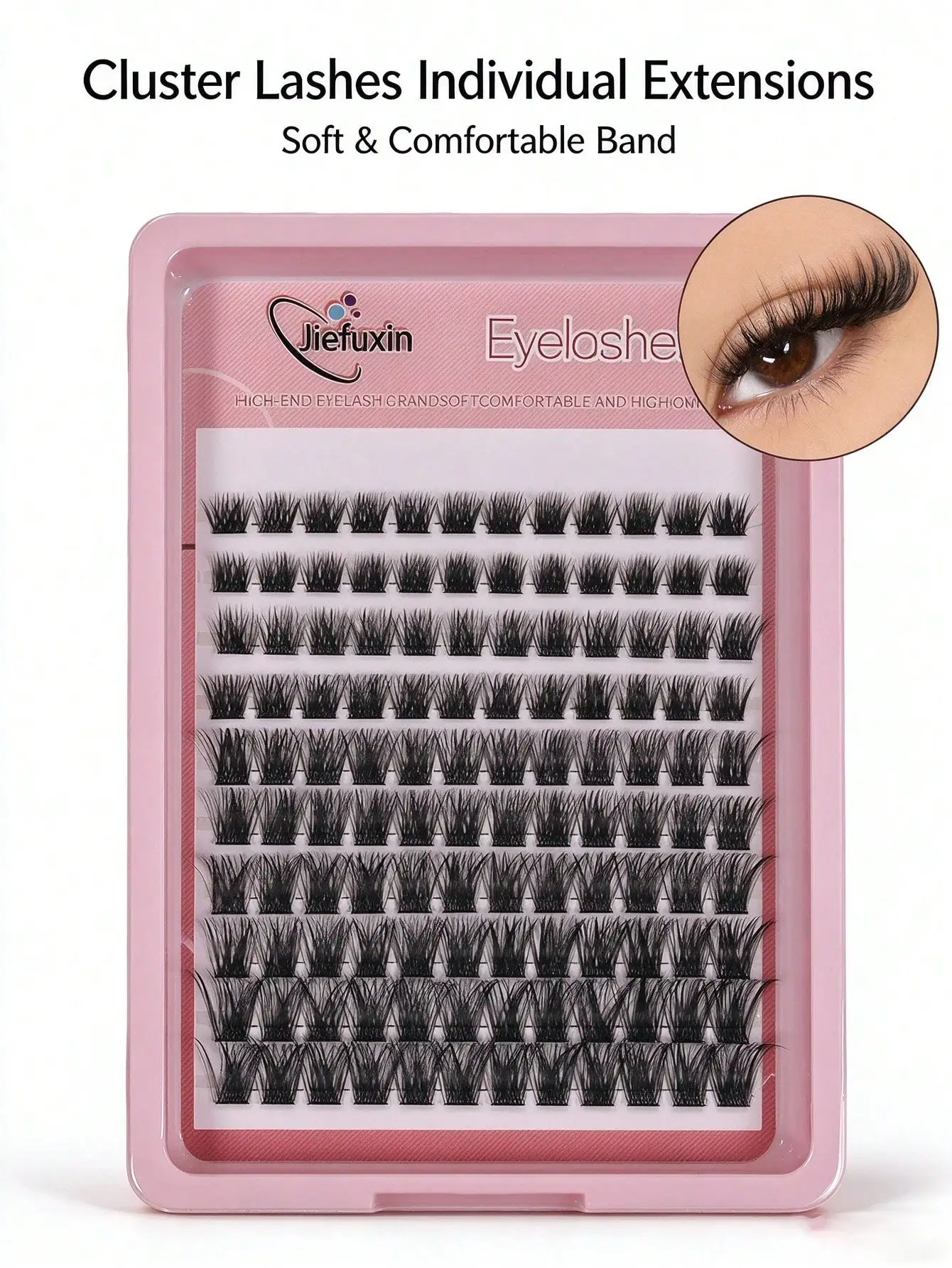 120 Stück Cluster-Wimpern 8-16mm, zarte einzelne Wimpern, natürlich aussehende Wimpern, D-Curl, flauschige Cluster, DIY Wimpernverlängerung – Detail 1
