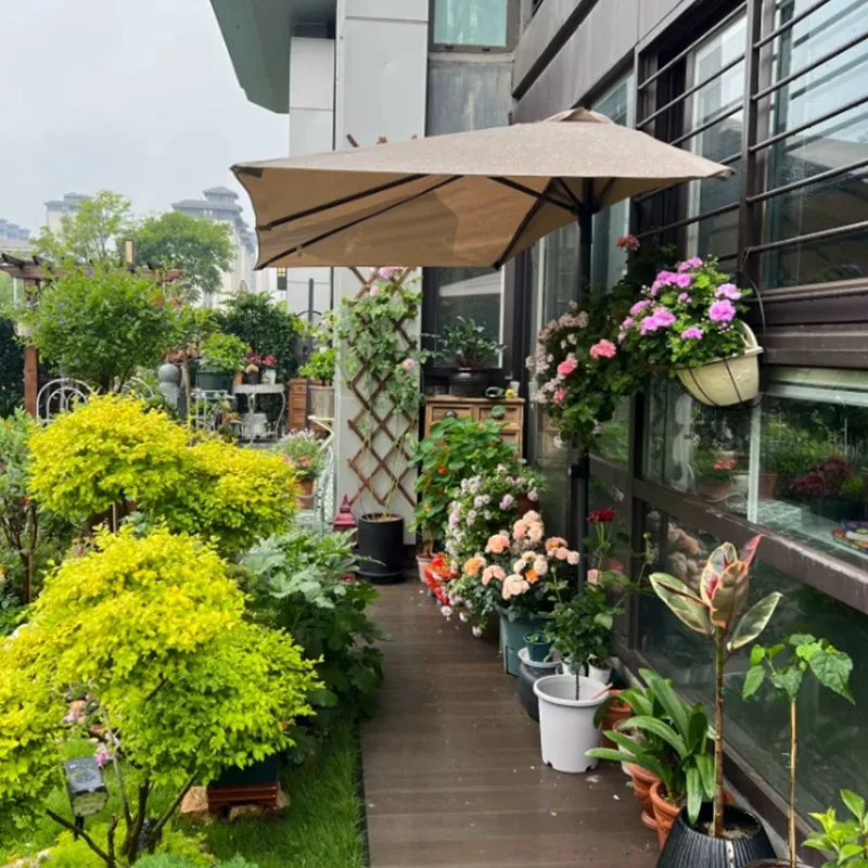 DSA parasol outdoor garden umbrella against the wall half square umbrella outdoor rectangular sunshade semicircle
