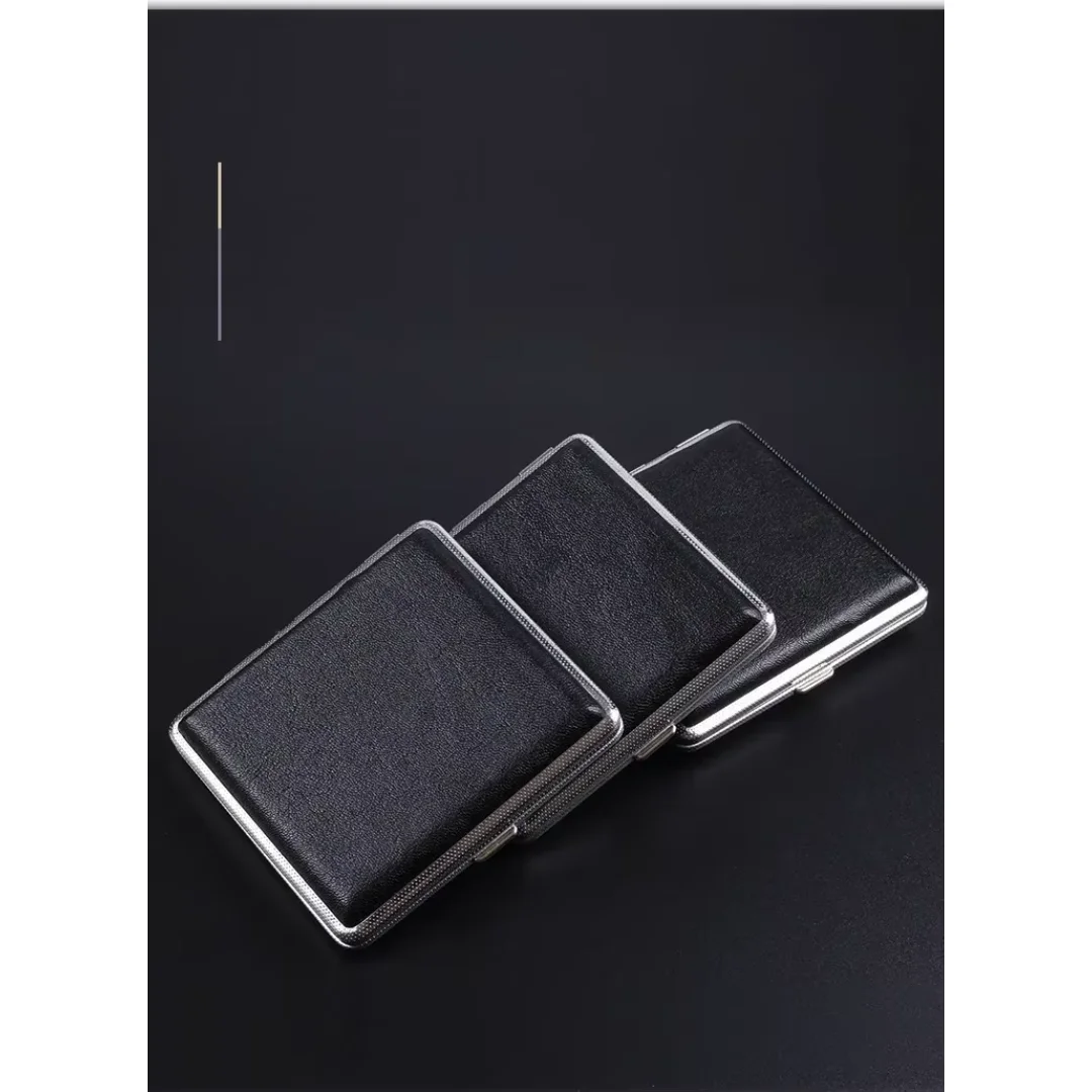 1pc Double-open Leather Cigars Cigarettes Cases for 20 sticks Cigarette Stainless Steel Tobacco Cigarette Boxes Tools view 3