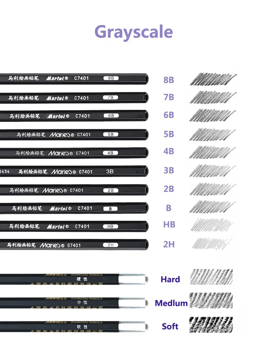 مجموعة رسم قلم فحم مجموعة كاملة من الطلاب مع أدوات الرسم لوازم فنية احترافية للمبتدئين رسم ضروري