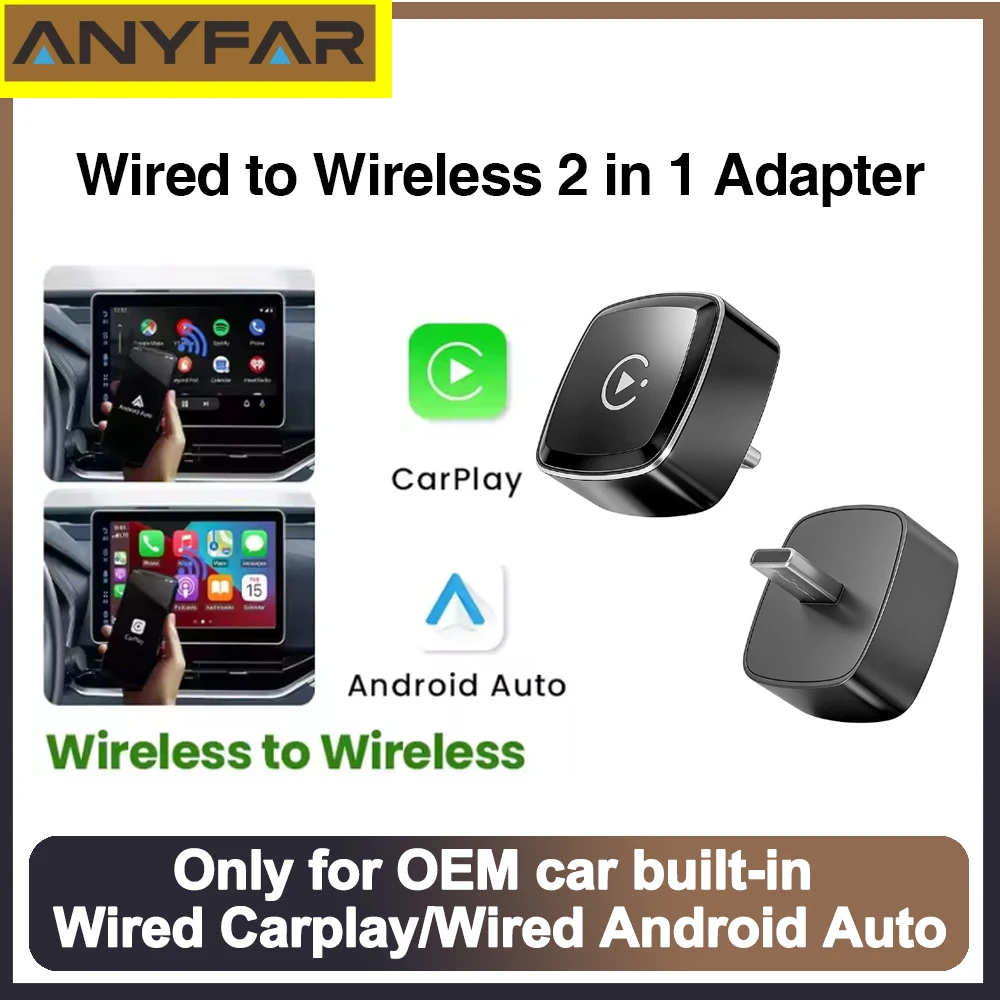 Type-c Wireless CarPlay Adapter Android Smart Dongle for Factory Type-c Wired 2 in 1 Wireless CarPlay & Android Auto Adapter