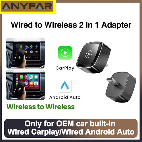 Imagen 1 del producto Adaptador CarPlay inalámbrico tipo c, Dongle inteligente Android para adaptador inalámbrico CarPlay 2 en 1 con cable tipo c de fábrica y Android Auto