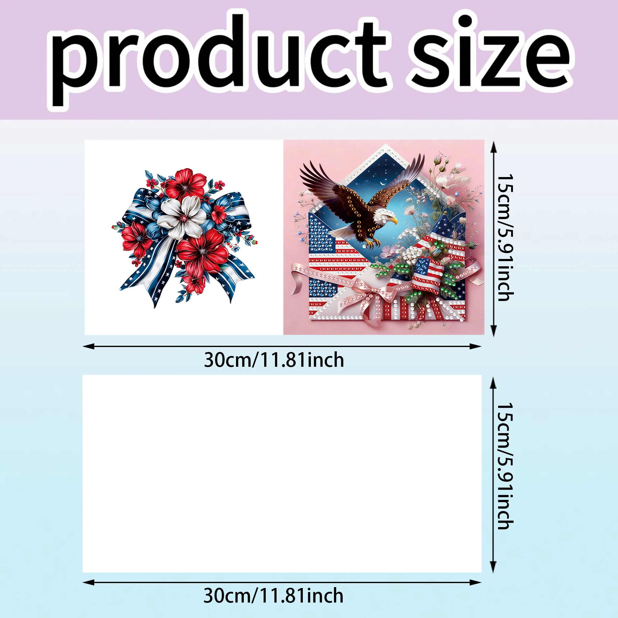 6-piece DIY diamond painting greeting card with envelope, wishes and wishes, Independence day eagle theme unique design