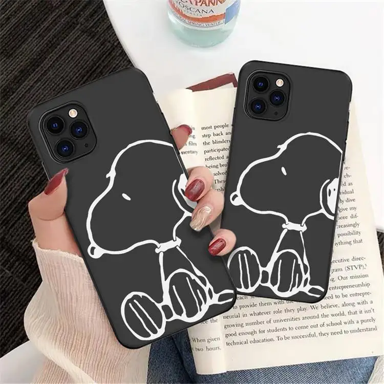 Snoopy puppy Minimalism Illustration art Phone Case For iPhone 15 14 13 12 11 Pro Max Xr Xs 14 15 Plus Case Cute Cartoon Cover