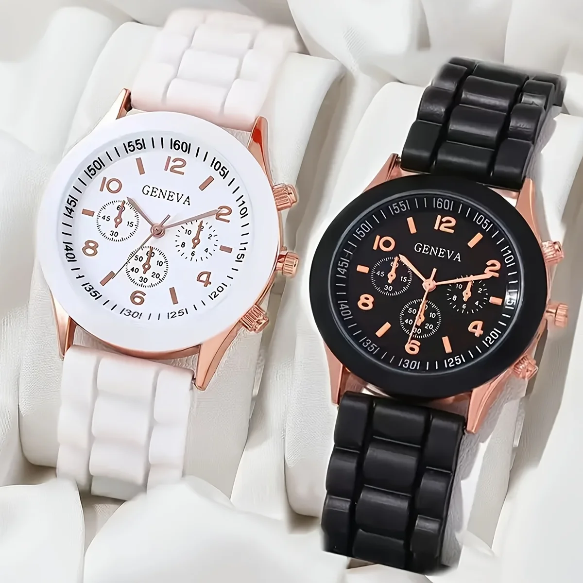 Couple quartz watch set with colorful heart-shaped magnetic necklace, personalized digital dial, and simple soft strap,