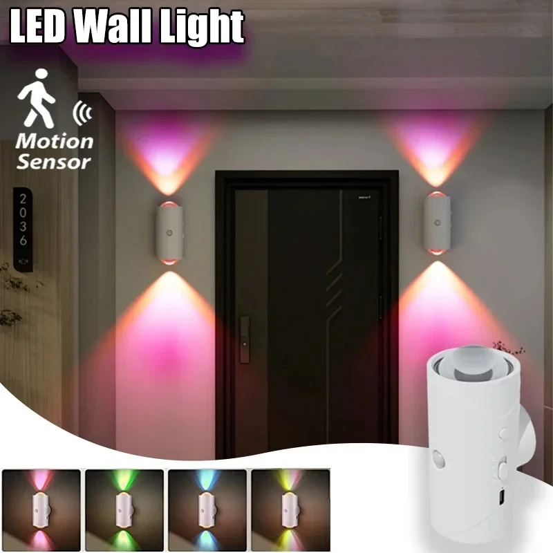 

LED Induction Wall Light, RGB Gradient Ambient Night Light Dimmable Wall Lamp with Magnetic Base, Home, Hallway Bedroom Decor