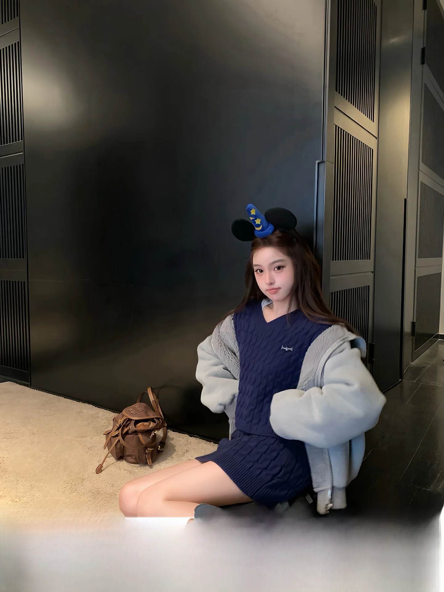 

Blue V-Ne Knitted Sweater And ort Skirt Set Women's Faion Commute Sle Thiened Winter Collection Nylon Wool Blend