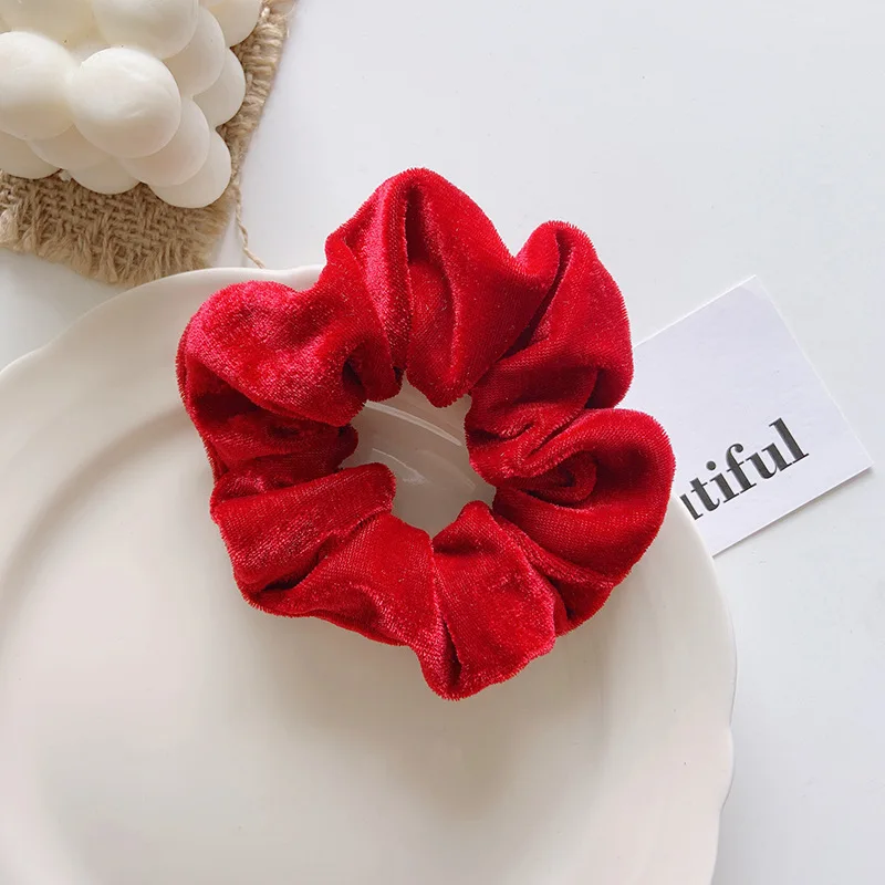 Autumn and winter Woman Elegant Velvet Elastics Hair Band Candy Color Scrunchies Hair Ties Ladies Ponytail Hold Hair Accessories