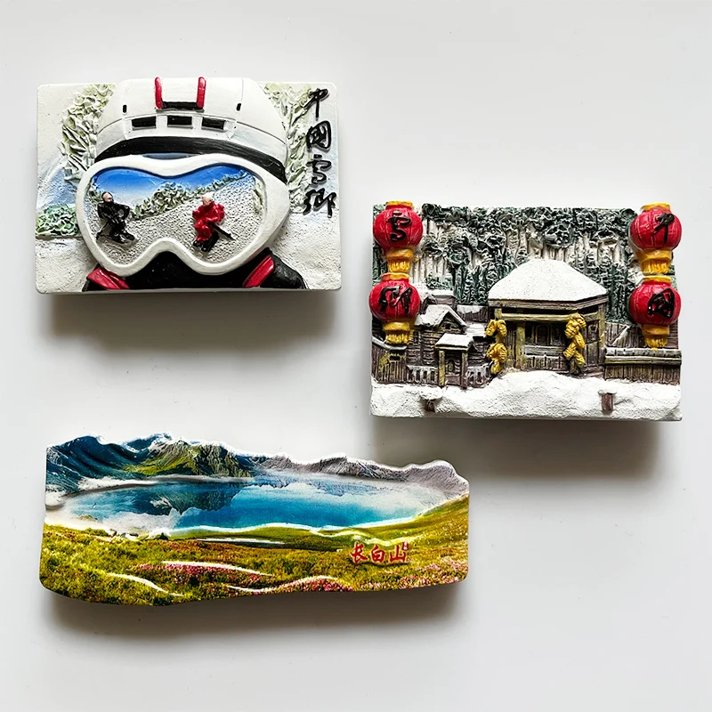 China Tourismus Denkmal Kühlschrank Aufkleber in Heilongjiang Mudanjiang Nordosten Schnees tadt Tianchi magnetische Aufkleber Dekoration