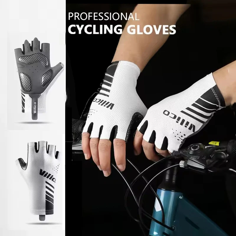 New Vilico Non slip Breathable Bicycle Gloves Half Finger Outdoor Road Cycling Sports Gloves for Men Women Suitable for Fitness