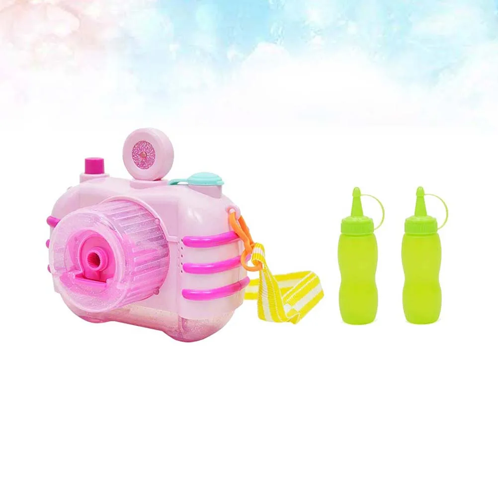 

Cartoon Camera Bubble Maker Machine Light and Making Toy with 2 Bottle Bubble Water without for Children (P