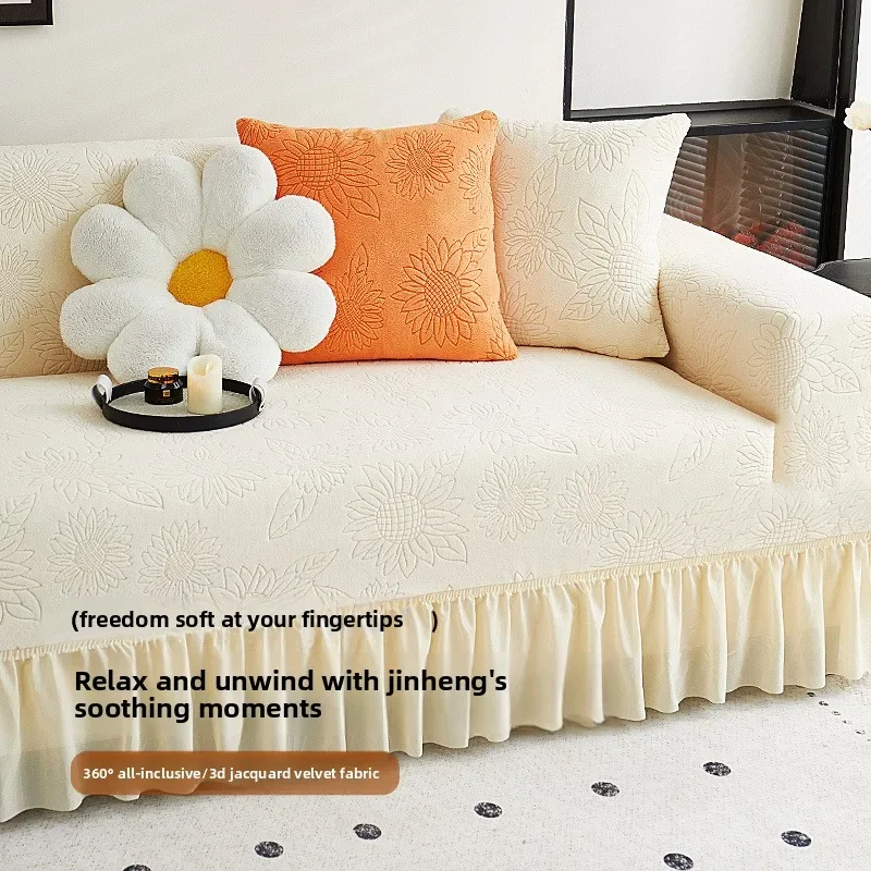 Thickened Skirt Style Sofa Cover Stretch Full Wrap Dustproof Sofa Protector 1/2/3/4 Seater Home Office Sofa Covers