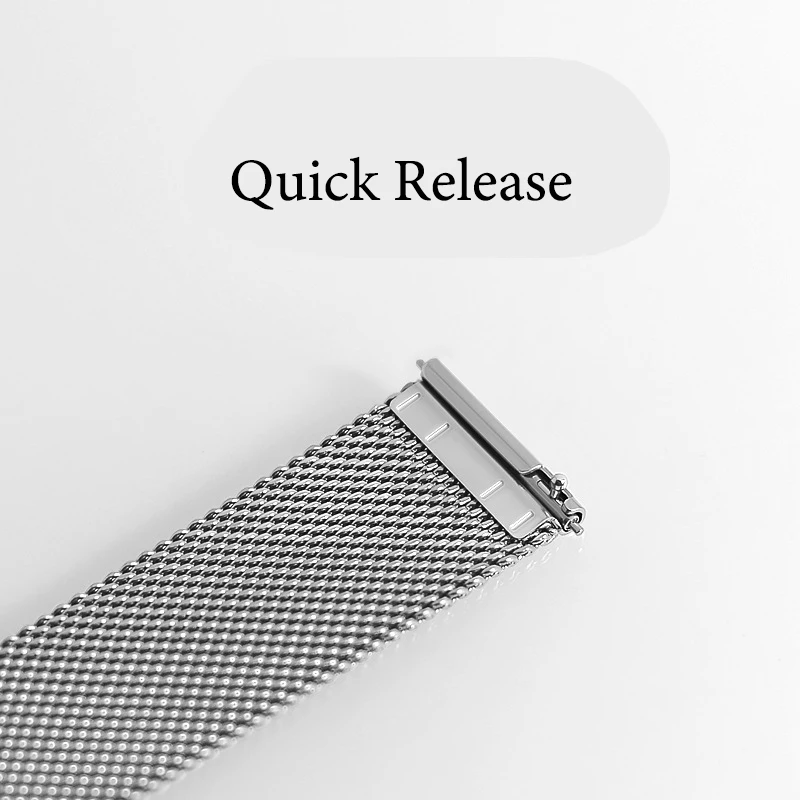 Mesh Loop Watch Band Stainless Steel Deployment Clasp Straps 12mm 14mm 16mm 18mm 20mm 22mm 24mm Quick Release Blue Men